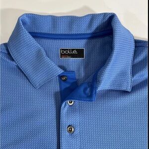 Bolle Polo Shirt Adult Small Blue Brick Pattern Polyester Golf Golfer Rugby Men